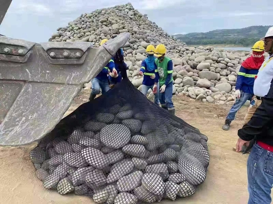 Unità di filtraggio a sacchi di roccia da 2 tonnellate per il controllo fluviale e lavori di costruzione temporanei