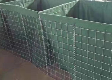 Scatola militare della maglia del gabbione delle barriere di Hesco del foro quadrato con il geotessuto verde