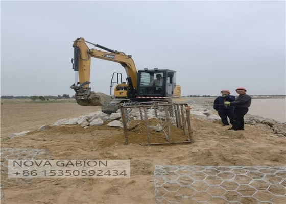 Controllo delle inondazioni 4.0mm Gabion Mesh Cage per Stone Sack Gabion scatole di riempimento fiume sacchetti di gabion PVC rivestito sacchetti di gabion