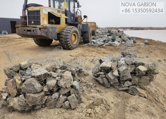 Controllo delle inondazioni 4.0mm Gabion Mesh Cage per Stone Sack Gabion scatole di riempimento fiume sacchetti di gabion PVC rivestito sacchetti di gabion