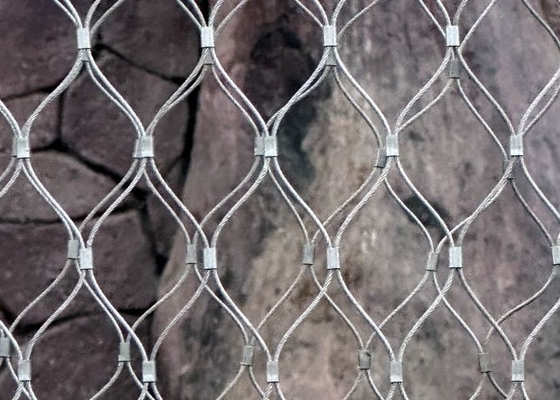 Romboid Hole Rockfall Prevention Netting con collegamento ferruled per lo zoo