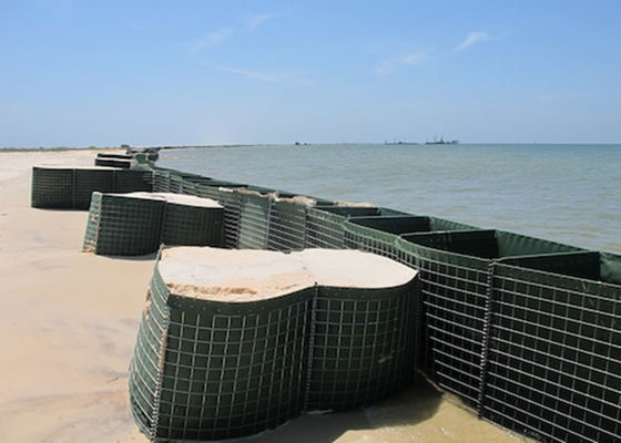 Barriere difensive itari a buco quadrato Gabion mesh box con geotessile verde